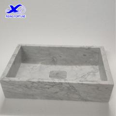 lavabo rectangular de mármol blanco de carrara