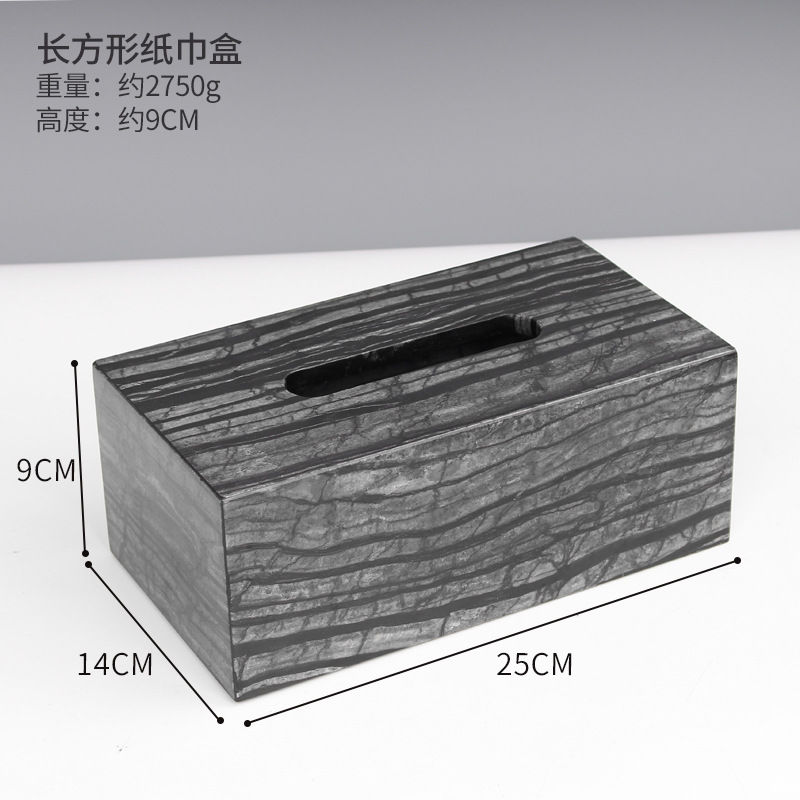 caja de pañuelos rectangular de mármol