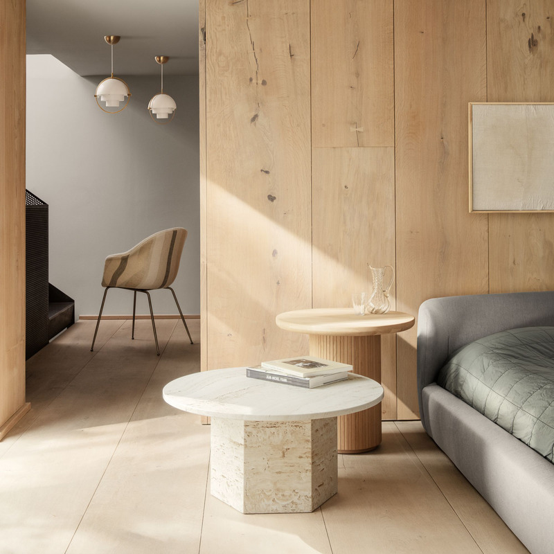 silver travertine round center table