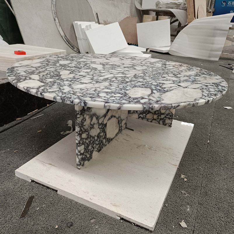 Calacatta viola marble round coffee table