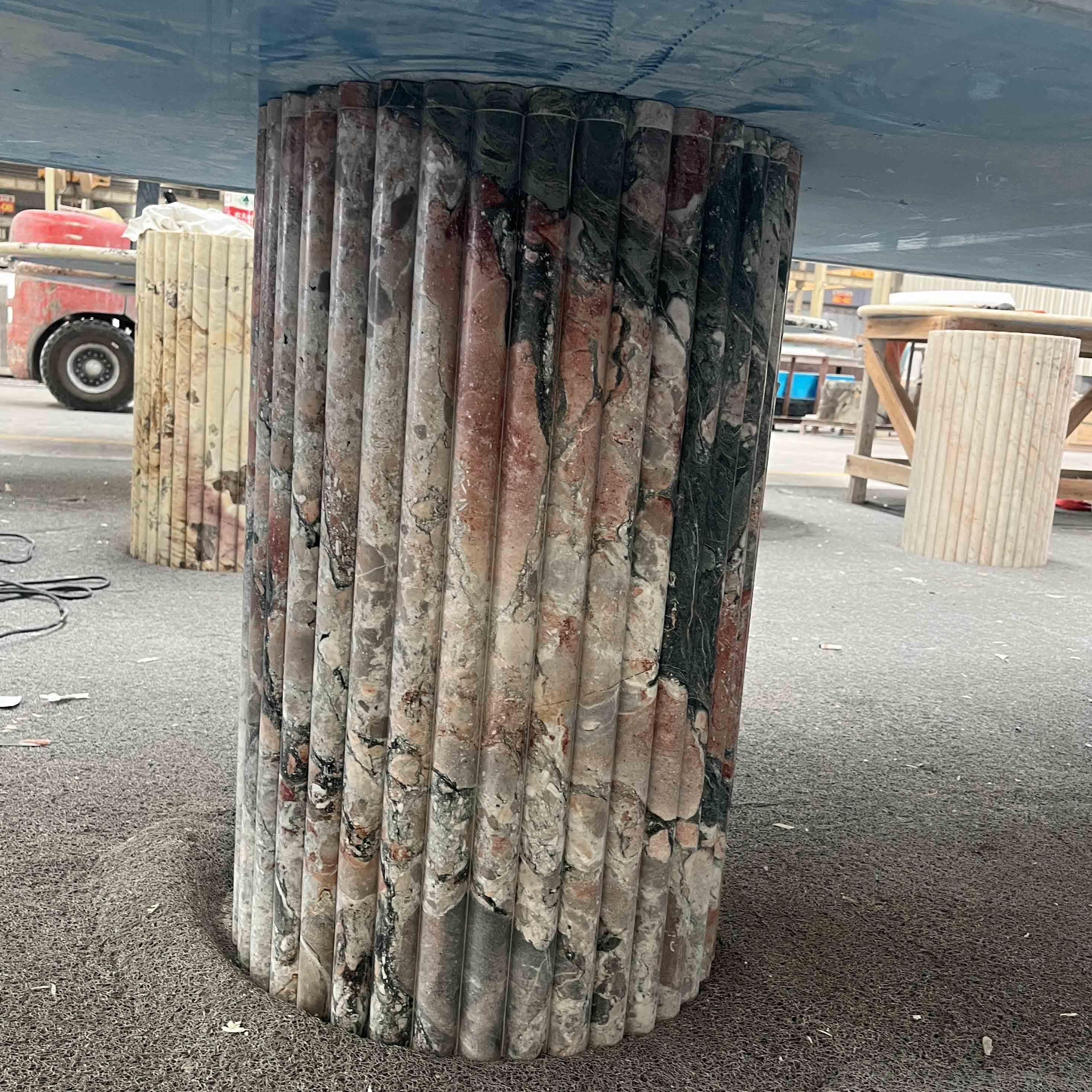 Four Seasons Pink Marble Table Top Table Legs