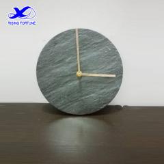Round green marble and copper wall clock