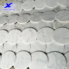 Custom round white marble cheese and pastry board