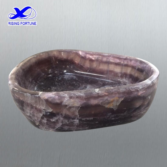 lavabo de baño de piedra natural de ónix púrpura