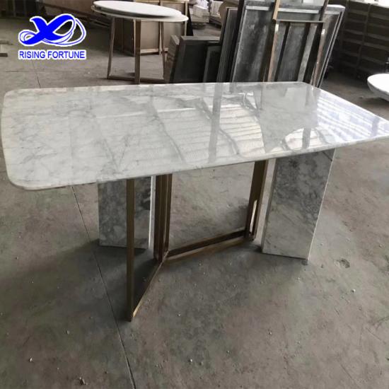 mesa de comedor de mármol blanco sólido