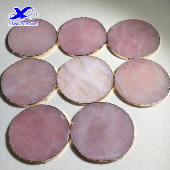 posavasos de cristal de cuarzo rosa