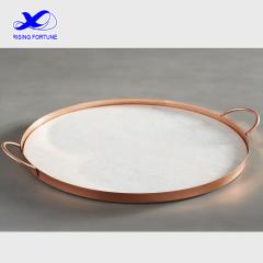 Round marble and copper serve tray