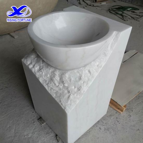 lavabo de pedestal de mármol blanco para baño