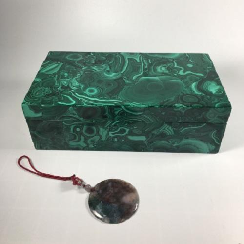 caja de embalaje de joyería de malaquita natural