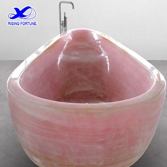 Customized Luxury Natural Jade Pink Onyx Bathtub Price
