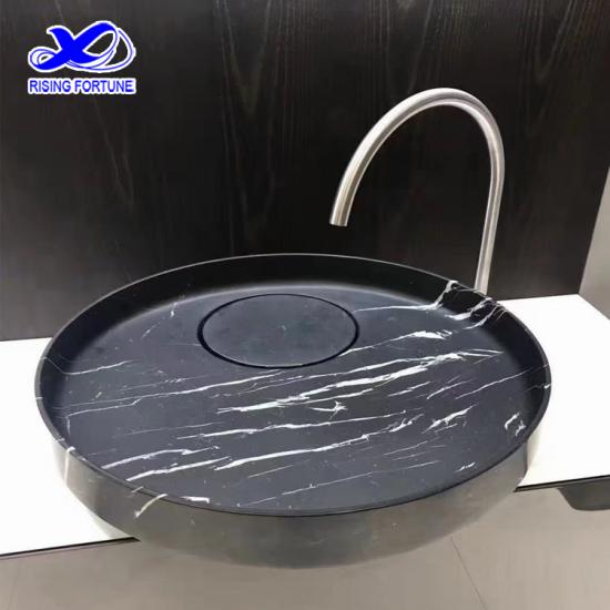 Negro Marquina Arte de mármol lavabo lavabo lavabo baño fregadero