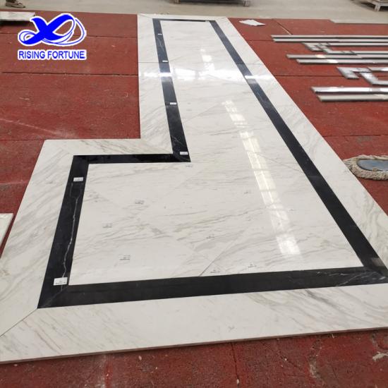 Diseño de mármol del piso de la frontera del vestíbulo de mármol blanco y negro