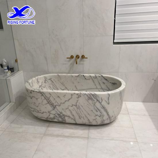 Bañera de mármol blanco sólido para interiores