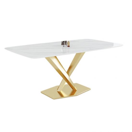 Juego de mesa de comedor de losa de piedra sinterizada con rectángulo cuadrado artificial personalizado minimalista italiano
