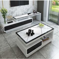 Sintered Stone Slab Tempered Glass Tea Table TV Cabinet Combination