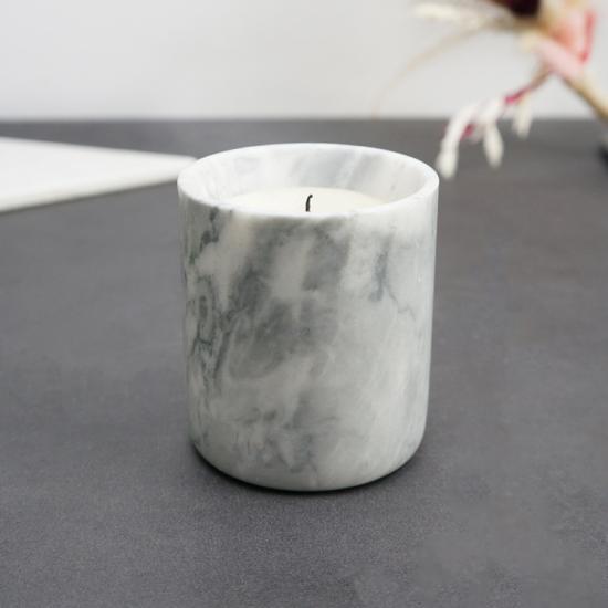 tarro de vela de piedra de mármol de decoración del hogar de lujo con tapa
