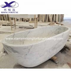 Stock Freestanding Bathroom Carrara Solid Marble Stone Bathtub