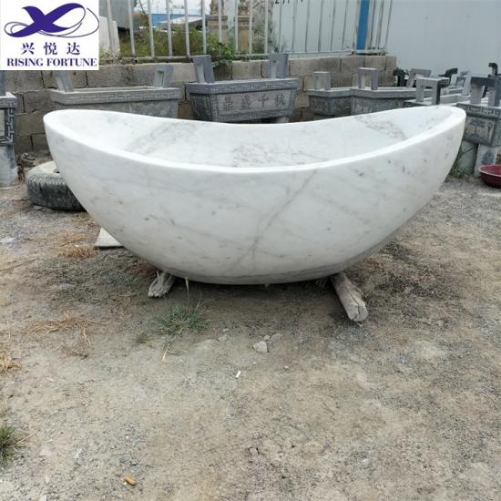 baño de estilo europeo bañera de piedra de mármol blanco
