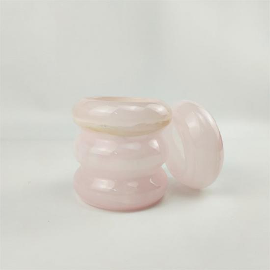 tarro de vela de mármol de ónix de burbuja rosa con tapa
