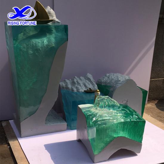Trofeo de cemento de resina epoxi transparente de arte de cemento de resina diy
