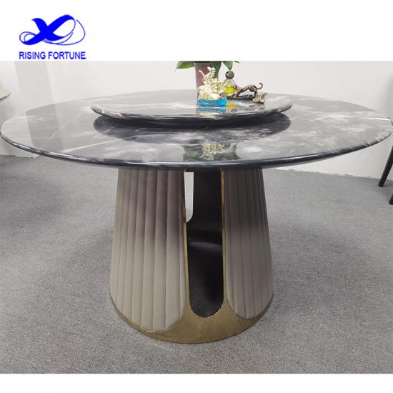 juego de mesa de comedor de marmol redondo 6 sillas
