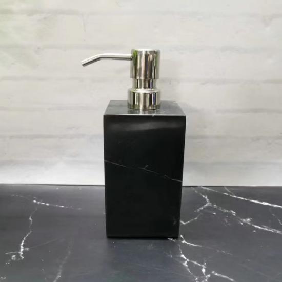 Dispensador de jabón líquido cuadrado de mármol negro
