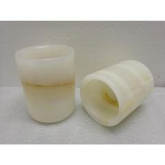 White onyx stone candle holder with metal lid