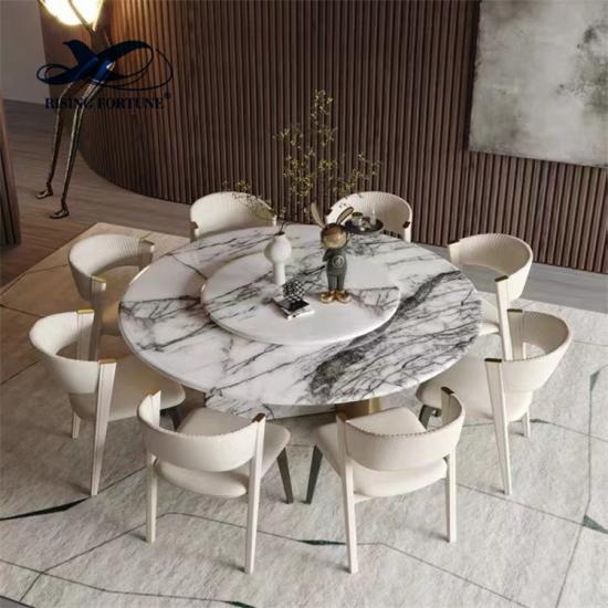 Mesa redonda de mármol personalizada con base dorada Fabricante
