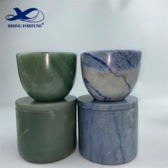 Luxury Custom Blue Onyx Candle Jar with lid