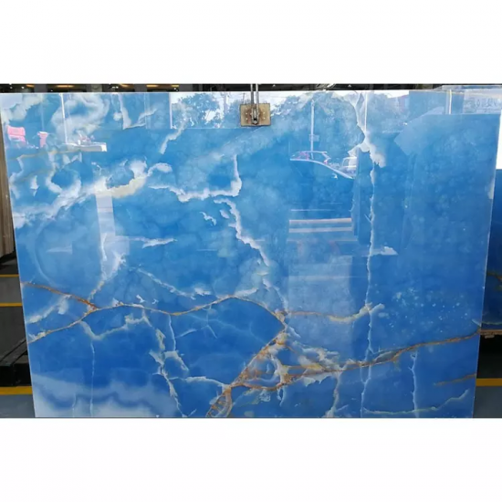 Encimera de mármol translúcido Panel de piedra natural retroiluminado Losa de ónix azul
