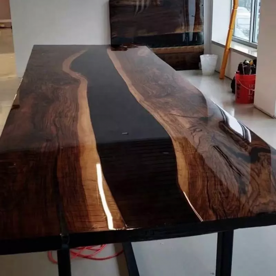 Mesa de epoxi de resina de restaurante de diseño de río de madera maciza
