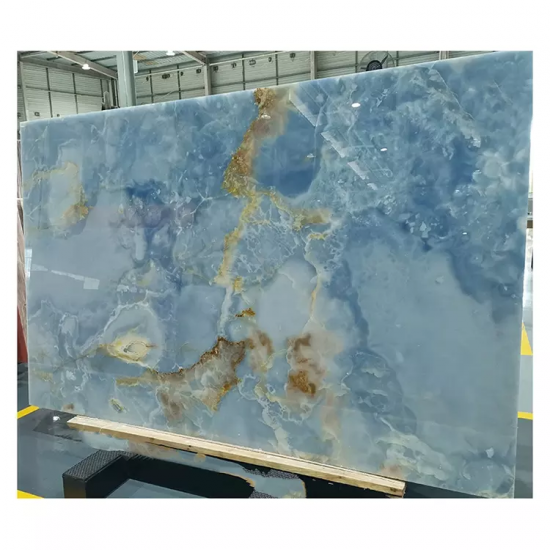 Encimera de mármol translúcido Panel de piedra natural retroiluminado Losa de ónix azul
