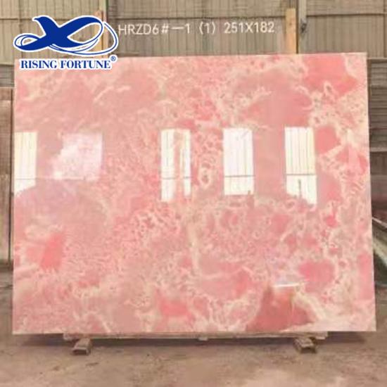 
     Panel de pared y encimera de ónix rosa transparente retroiluminado de venta directa de fábrica de decoración de interiores
    