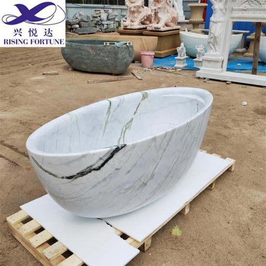 Baño independiente de carrara, bañera de piedra de mármol macizo
