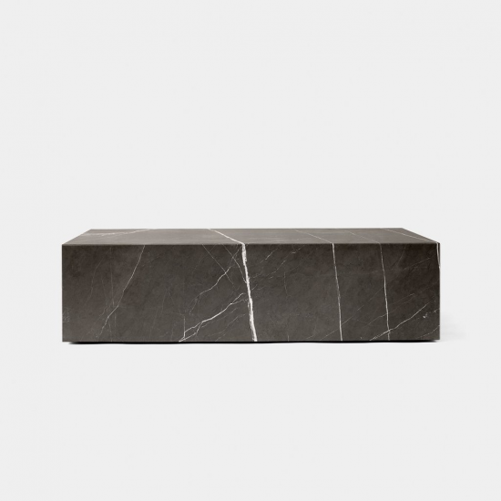 Mesa de centro con zócalo de piedra de mármol blanco y negro natural para el hogar