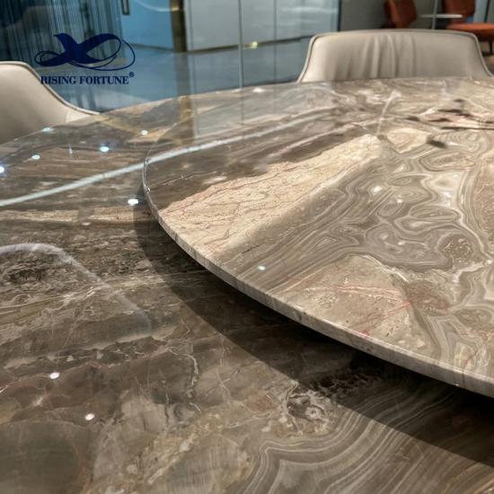Mesa de comedor de mármol con muebles de zócalo moderno de piedra natural italiana de lujo