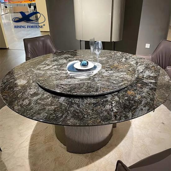 Mesa redonda personalizada de mármol natural, base de piedra, muebles para comedor, mesa de centro, mesa de comedor de mármol verde de lujo