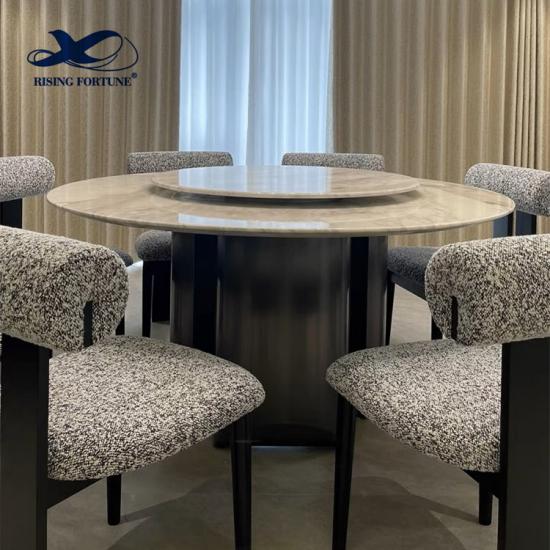Mesa de comedor redonda con tapa de mármol minimalista y moderno de lujo, juego de mesa de comedor de piedra para restaurante, mesa de comedor
