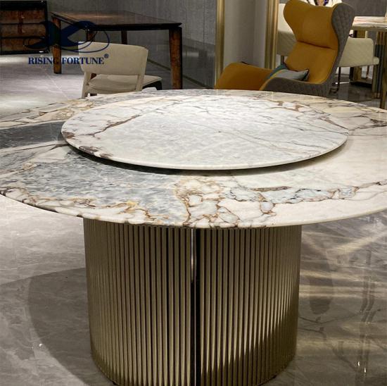 Mesa de comedor de piedra de mármol blanco, mesa de comedor para restaurante, habitación de lujo italiana, muebles de diseño moderno