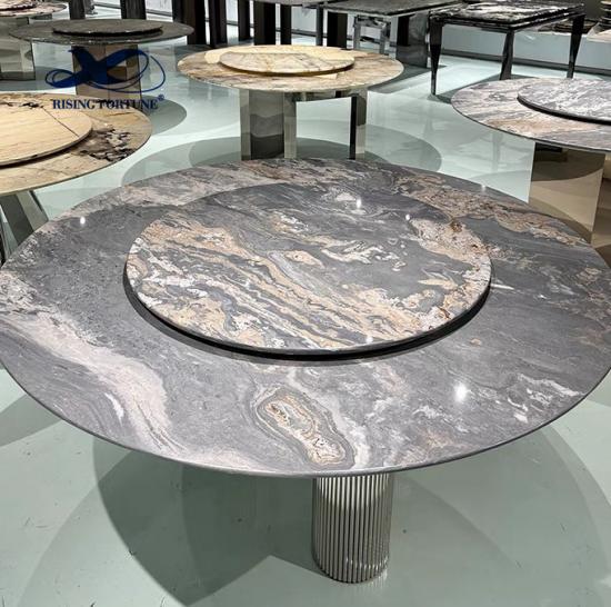 Mesas de centro de piedra de lujo, mesas de comedor cuadradas con azulejos de mármol real azul real