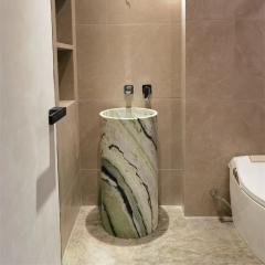 soporte de lavabo con pedestal de mármol para baño
        