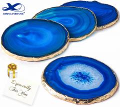 Wholesale Price Blue Agate Cup Coaster with Gold Edge