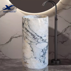 RF freestanding column sink supplier ceramic sanitary wares cylindrical pedestal basin for bathroom