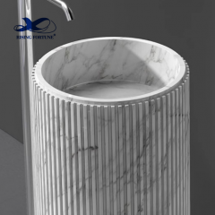 Italian Carrara White Marble Free Standing Washbasin