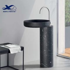 RF Factory wholesale custom marble vertical basin standing wash sink stone pillar washbasin outdoor marble sink