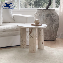 White Marble Center Coffee Tea Table With Natural Veining