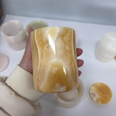 RF-Luxury Natural Marble Candle Jar Premium Scented White Onyx Candle Holder for Elegant Home Decor Real Marble Onyx