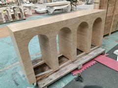 Beige Travertine Console Table For Home Entryway Decoration