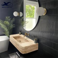 travertine wall mount wash basin
