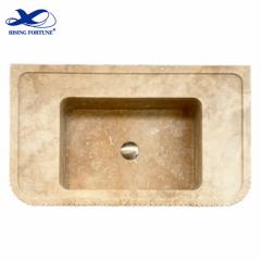 Travertine Rectangle Wall-mount Bathroom Vanity Sink